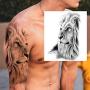 Rejaski 9 Sheets Gladiator Wolf King Full Arm Temporary Tattoo Sleeves For Men Women Extra Long Gold Tribal Knight Warrior Temp Tattoos Lion Totem Body Art Arm Sleeve Realistic Fake Tattoo Stickers