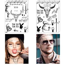 Comdoit 4 Sheets Halloween Face Tattoos for Adults Women Men Festival Face Temporary Tattoos Stickers Halloween Costume Accessories Halloween Party Favor Supplies