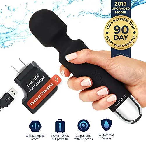 Personal Mini Wand Massager by Yarosi - Strongest Cordless Handheld Vibrating Power - Best Rated for Travel Gift - Magic Stress Away - Perfect Vibrate on Neck Back Foot Hand Pains and Sports Injury