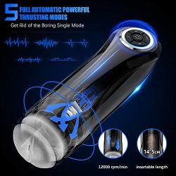 Male Masturbator Cup Electric Adult Sex Toys for Men with 5 Powerful Thrusting Modes and 3D Realistic Vagina Pussy Stroker Masturbation Male Vibrator, 6 Speeds Control 3 Female Sexy Moans