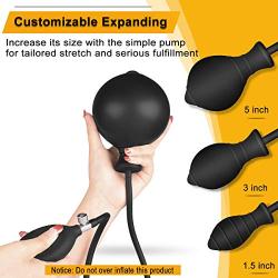 Inflatable Butt Plug, Body-Safe Silicone Anal Balloon Pump with Quick Release Valve Stretch Anal Sex Toys for Beginners and Advanced Users (Black Screw Style)