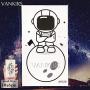 12 Pieces/Lot Fake Waterproof Temporary Star Tattoo Stickers Astronaut Illustration Men Body Arm Art Painting Women Black Tatoos Planets Geometric Universe Space Man Tattoos Paste 10x6cm