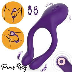 Vibrating Cock Ring with 10 Powerful Vibration Modes, Waterproof Multifunctional G Spot Vibe Nipple Massager Rechargeable Penis Vibrator Perineum Stimulator for Man Couples Play