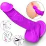 9.5 Inch Realistic Dildo, Dual Density Liquid Silicone Lifelike Penis with Strong Suction Cup for Hands-Free Play Flexible Cock Harness Strap-on Compatible Sex Toys for Vaginal and Anal Play (Purple)
