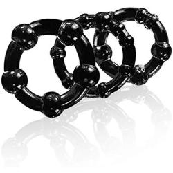 Eden Beaded Cock Rings Stretchy Comfortable Male Enhancers, Black