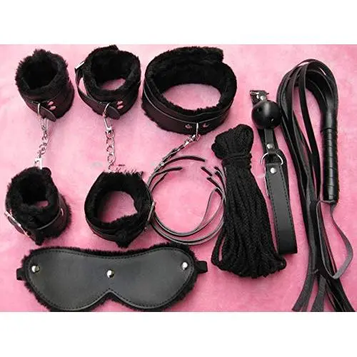 Black 7pcs Set Funny Bandage Hand Cuffs Flirt Toys Privacy Games Lash,Funny Toy,Funny Products Double PU with Plush Black 7pcs Set Funny Bandage Hand Cuffs Flirt Toys Privacy Games Lash,Funny Toy,Funny Products Double PU with Plush