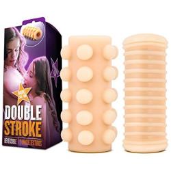 Double Sided Male Masturbator - Double Textured Stroker - sex Toy for Men (Beige)