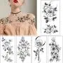 10 Sheets Large 3D Flower Temporary Tattoo, Rose Peony Petal Leaf Sketch Fake Tattoo Sticker for Women Lady Girls, Waterproof Body Art on Arm Shoulder Wrist Clavicle 10 Sheets Large 3D Flower Temporary Tattoo, Rose Peony Petal Leaf Sketch Fake Tattoo Sticker for Women Lady Girls, Waterproof Body Art on Arm Shoulder Wrist Clavicle