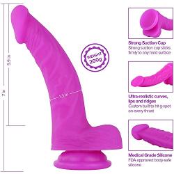 Realistic Dildo with Lifelike Curves, Ridges and Balls for Vaginal G-Spot Pleasure | Lyps Dildo - Flexible Silicone Dildo with Strong Suction Cup - 7 Inches, 100% Waterproof Hands-Free Sexual Play