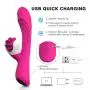 9+6 Mode 2 in 1 Dildo Vibrator for Women Adult Sex Product Massage Wand for G Spot Vaginal Stimulate Clitoris Erotic Licking Toy (Rose Red)