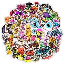 Vinyl Horror Stickers 50 Pcs Scary Stickers Pack Horror Decals Stoner Stickers for Laptop Ipad Car Luggages Water Bottle Helmet