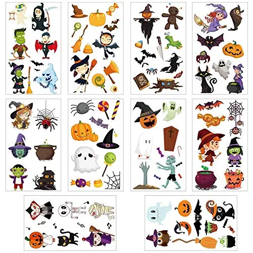 Halloween Stickers Kids Party Temporary Tattoos Set for Kid - Happy Halloween Decoration Party Temporary Tattoos Sticker,10 Sheets Halloween Stickers Kids Party Temporary Tattoos Set for Kid - Happy Halloween Decoration Party Temporary Tattoos Sticker,10 Sheets