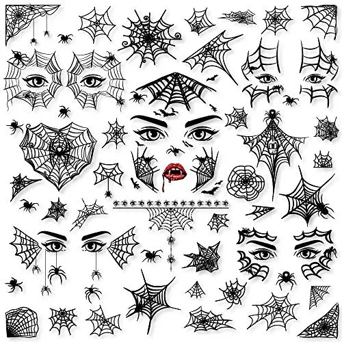 Konsait 65PCS Halloween Spider Face Tattoos Spider Web Spider Net Temporary Tattoos - Face Shoulder Arm Back Tattoos Stickers-Halloween Costume Apparel Cosplay Accessories Party Favor Supplies Konsait 65PCS Halloween Spider Face Tattoos Spider Web Spider Net Temporary Tattoos - Face Shoulder Arm Back Tattoos Stickers-Halloween Costume Apparel Cosplay Accessories Party Favor Supplies