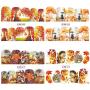 Fall Nail Art Stickers Halloween Thanksgiving Nail Art Accessories Decals 12 Sheets Maple Leaves Water Transfer Autumn Nail Stickers for Women Girls Fingernail Toenail Decoration Manicure Tips Tattoos