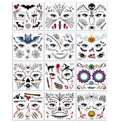 MUYOS Halloween Tattoos for Kids - Bat, Skeletons, Ghosts, Pumpkins, Spiders Temporary Tattoo Sticker - Halloween Party Favor Decorations -12 Sheets