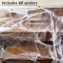 LessMo 326g Halloween Spider Web Decor, 60 Extra Fake Spiders White Cotton Cobweb, Large Size Cover 1400 Sqft, Super Stretchy, Reusable, for Haunted House Halloween Party Indoor and Outdoor