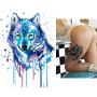 5 Sheets Watercolor Body Temporary Tattoo Sticker Wolf Elephant Picture Design Leg Arm Art Sexy