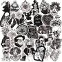 50PCS Gothic Stickers for Water Bottle,Black White Skull Stickers,Waterproof Vinyl Stickers Perfect for Hydro Flask Laptop Phone Car Skateboard