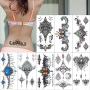 Temporary Tattoos Chest Art Stickers for Women Mandala Boho Flower Festive Tattoo Removable Sexy Tattoo Waterproof