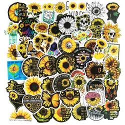 Sunflower Stickers, Laptop Stickers Vinyl Waterproof Stickers for Hydroflasks Water Bottle Stickers Computer Stickers for Teens Skateboard Guitar Phone Car Decals (50pcs)