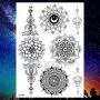 COKTAK 6 Pieces/Lot Unique Black Henna Temporary Tattoo Stickers For Adults Women Girls Feather Mandala Flower Body Art Large Big Arm Tattoos Sheet Lace Indian Mehndi Sexy Wedding Tatoos OWL