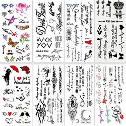 Temporary Tattoos Quotes Words Inspirational Conscious Ink Box for Women Men Girls or Kids Tattoo Stickers Face Body Art Waterproofing (style7)