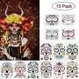 COKOHAPPY Halloween Temporary Face Tattoos Makeup Kit (13 Pack), Day of the Dead Sugar Skull Floral Black Skeleton Web Red Roses Full Face Mask Stickers Tattoo Families Party Supplies COKOHAPPY Halloween Temporary Face Tattoos Makeup Kit (13 Pack), Day of the Dead Sugar Skull Floral Black Skeleton Web Red Roses Full Face Mask Stickers Tattoo Families Party Supplies