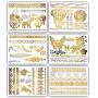 Terra Tattoos Gold Henna Temporary Tattoos - 75 Fake Metallic Tattoos