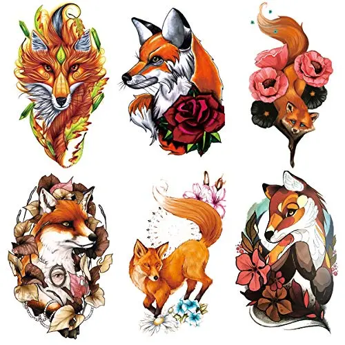 6 Sheets PADOUN Watercolor Wolf Fox Arm Temporary Tattoos Sleeve Stickers, Waterproof Fake Tattoos for Men Women Girls Boys 6 Sheets PADOUN Watercolor Wolf Fox Arm Temporary Tattoos Sleeve Stickers, Waterproof Fake Tattoos for Men Women Girls Boys