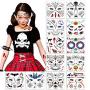 MUYOS Halloween Tattoos for Kids - Bat, Skeletons, Ghosts, Pumpkins, Spiders Temporary Tattoo Sticker - Halloween Party Favor Decorations -12 Sheets