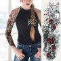 Kotbs 6 Sheets Full Arm Temporary Tattoo, Waterproof Extra Large Temporary Tattoos for Women Men Adults Black Skull Rose Body Art Tattoo Sticker Fake Tattoo