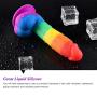 Utimi Silicone Dildo Liquid Realistic Big Dick G-spot Stimulator with Suction Cup,Rainbow Pattern