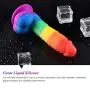 Utimi Silicone Dildo Liquid Realistic Big Dick G-spot Stimulator with Suction Cup,Rainbow Pattern Utimi Silicone Dildo Liquid Realistic Big Dick G-spot Stimulator with Suction Cup,Rainbow Pattern