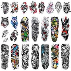 Leoars Temporary Sleeve Tattoos, Extra Large Full ArmTattoos Sleeves and Half Arm Fake Tattoos for Men Women Body Art, 24-Sheet