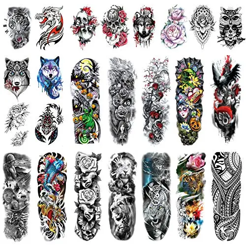 Leoars Temporary Sleeve Tattoos, Extra Large Full ArmTattoos Sleeves and Half Arm Fake Tattoos for Men Women Body Art, 24-Sheet Leoars Temporary Sleeve Tattoos, Extra Large Full ArmTattoos Sleeves and Half Arm Fake Tattoos for Men Women Body Art, 24-Sheet