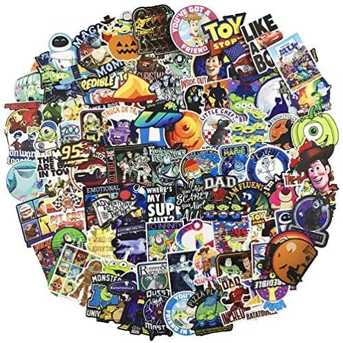 Cartoon Laptop Stickers for Kids|100 Pack|, Cool Teen Children Girls Halloween Gift, Water Bottle Travel Case Computer Toy Skateboard Motorcycle Phone Bicycle Luggage Guitar Bike Vinyl Decal(Pixar)