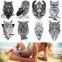 Temporary Tattoos for Women Men Adults Kids Boys Girls Arm Hand Leg Shoulder Back Chest Abdomen Waterproof Tattoo Stickers 8 Sheets Safe for All Skin with Owl Totem Geometric Black Color Temporary Tattoos for Women Men Adults Kids Boys Girls Arm Hand Leg Shoulder Back Chest Abdomen Waterproof Tattoo Stickers 8 Sheets Safe for All Skin with Owl Totem Geometric Black Color