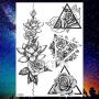 COKTAK 6 Pieces/Lot Large 3D Flower Rose Temporary Tattoos Stickers For Women Girls DOT Pattern Sexy Body Art Big Arm Tatoo Lavender Black Geometric Watercolor Tattoo Daisy Peony Sweetpea Lily Flora