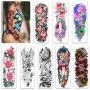 Sleeve Tattoos for Women Teen Girls and Kids,Full Arm Japanese Tattoo Flowers,Waterproof and Long-Lasting Body Art Realistic Tattoo Stickers