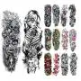 14 Pcs Full Arm Temporary Tattoo Stickers, Waterproof Temporary Tattoo,Black Body Tattoo Stickers For Women,Men,Halloween,Party,Masquerade 14 Pcs Full Arm Temporary Tattoo Stickers, Waterproof Temporary Tattoo,Black Body Tattoo Stickers For Women,Men,Halloween,Party,Masquerade