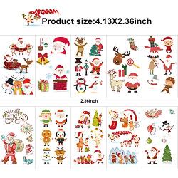 Konsait 170pcs Christmas Temporary Tattoos for Kids,Cartoon Christmas Body Art Stickers Xmas Tattoos for Kids Christmas Supplies Rewards Party Bag Stocking Goodie Bag Stuffers Party Fillers