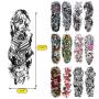 14 Pcs Full Arm Temporary Tattoo Stickers, Waterproof Temporary Tattoo,Black Body Tattoo Stickers For Women,Men,Halloween,Party,Masquerade