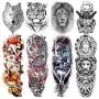 VANTATY 8 Sheets Extra Large 3D Realistic Animals Full Arm Temporary Tattoos For Men Women Fake Arm Sleeve Tattoo Maori Wolf Stickers Sexy Fox Tiger Flower Big Leg Tatoos Adults Gangster Girl Kid Lion VANTATY 8 Sheets Extra Large 3D Realistic Animals Full Arm Temporary Tattoos For Men Women Fake Arm Sleeve Tattoo Maori Wolf Stickers Sexy Fox Tiger Flower Big Leg Tatoos Adults Gangster Girl Kid Lion
