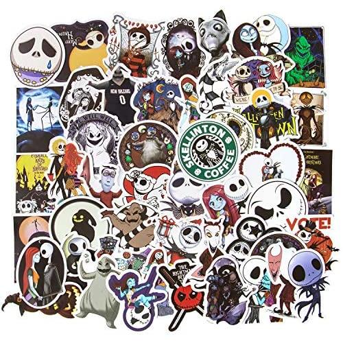 Halloween Stickers, 50pcs The Nightmare Before Christmas Stickers, Laptop Stickers Skateboard Stickers for Teens Vinyl Waterproof Tim Burton Stickers Luggage Bike Computer Stickers Decal