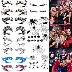 Niceauty Temporary Tattoos, Halloween Temporary Tattoos -11 Eye Fake Tattoos and 2 Spider Temporary Tattoos for Women and Men, Easy on/off, Use Safe, Non-toxic, Waterproof