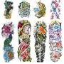 Leoars 4 Sheets Large Arm Temporary Tattoos and 4 Sheets Full Arm Sleeve Tattoo Sticker, Big Peacock Lotus Rose Fake Tattoos Sleeve Body Art for Women Men Leoars 4 Sheets Large Arm Temporary Tattoos and 4 Sheets Full Arm Sleeve Tattoo Sticker, Big Peacock Lotus Rose Fake Tattoos Sleeve Body Art for Women Men