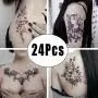 DaLin Sexy Floral Temporary Tattoos for Men Women Black Flowers 24Pcs Collection - Individual Styles Available DaLin Sexy Floral Temporary Tattoos for Men Women Black Flowers 24Pcs Collection - Individual Styles Available