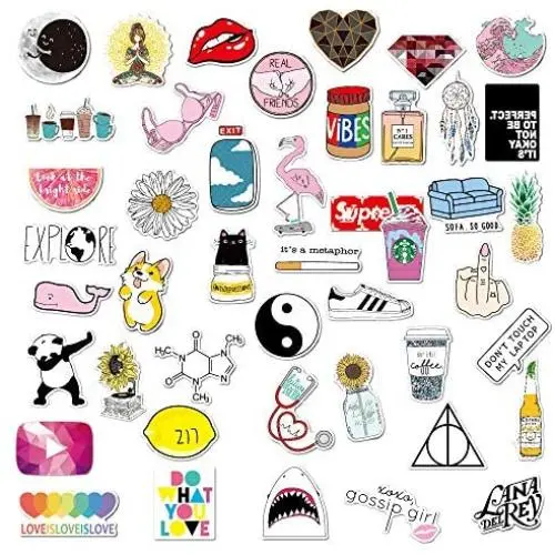 Big Cute Pink Stickers Pack 45 Pcs Vsco Stickers Aesthetic Stickers Vinyl Decals for Hydro Flask Water Bottle Laptop Helmet Ipad Car Luggage Suitcase