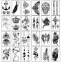 Yazhiji 32 Sheets Temporary Tattoos Stickers, 8 Sheets Fake Body Arm Chest Shoulder Tattoos for Men Women with 24 Sheets Tiny Black Temporary Tattoos