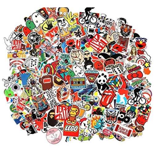 CHNLML Cool Sticker 55-905pcs Random Music Film Vinyl Skateboard Guitar Travel Case Sticker Door Laptop Luggage Car Bike Bicycle Stickers ( Random Pack) (105pcs)